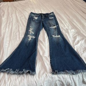 Flying monkey, distressed flare jeans, worn a couple of times size 27